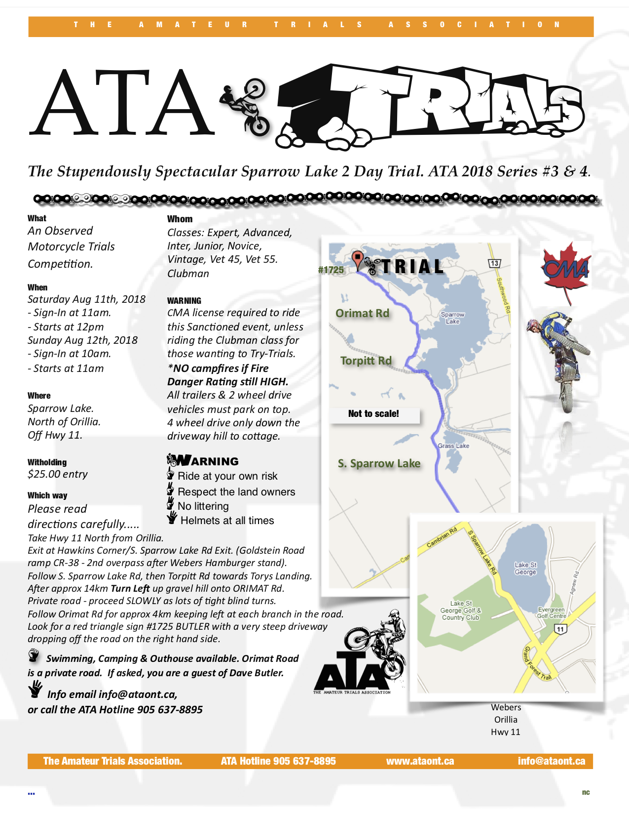 ATA SPARROW LAKE 2 DAY TRIAL – AUGUST 11TH & 12TH, 2018